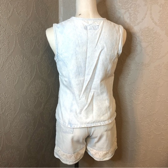 Vintage LA Blues stonewashed lace shorts vest top S 8 - Picture 4 of 8